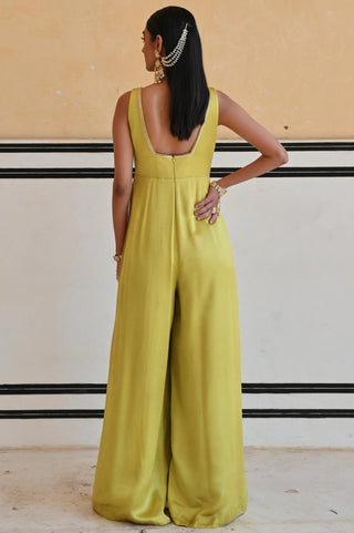 Lime green rahi flared jumpsuit