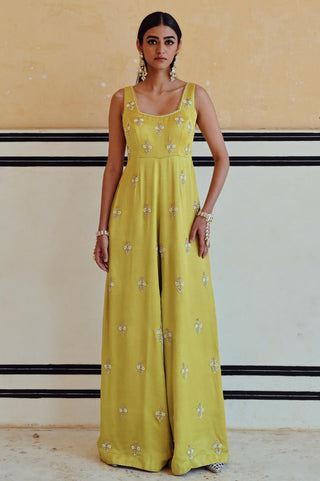 Lime green rahi flared jumpsuit
