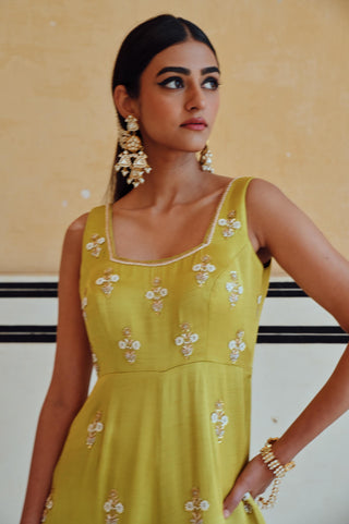 Lime green rahi flared jumpsuit