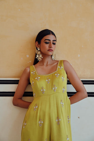 Lime green rahi flared jumpsuit