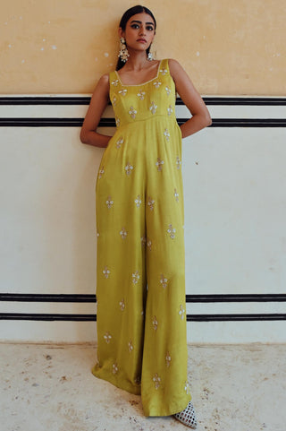 Lime green rahi flared jumpsuit