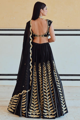 Black rahi lehenga with blouse and dupatta