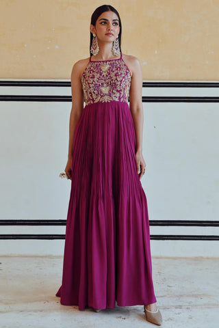 Purple rahi anarkali with dupatta