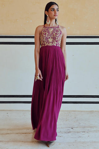 Purple rahi anarkali with dupatta