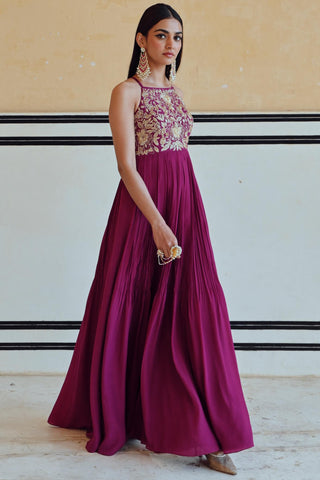 Purple rahi anarkali with dupatta