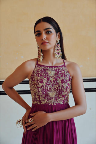 Purple rahi anarkali with dupatta