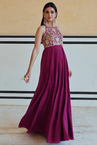 Purple rahi anarkali with dupatta