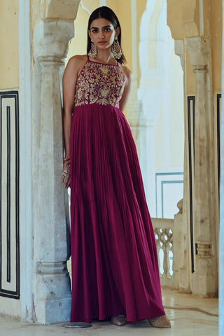 Purple rahi anarkali with dupatta
