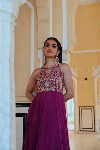 Purple rahi anarkali with dupatta