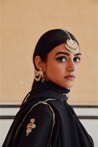 Black rahi anarkali with palazzo and dupatta