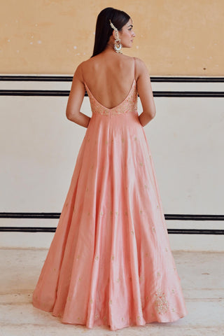 Peach rahi length anarkali with dupatta