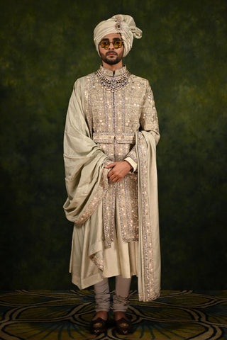 Sherwani Set for Indian Wedding - Green Cloud Edit by Rachit Khanna
