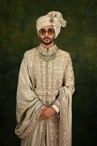 Sherwani Set for Indian Wedding - Green Cloud Edit by Rachit Khanna