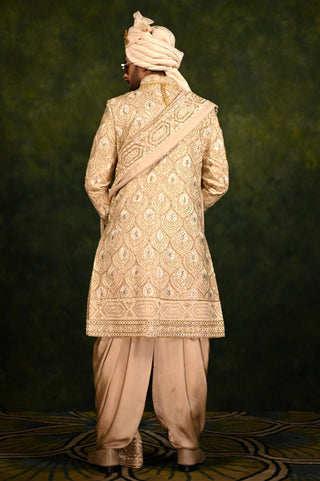 Gold Sherwani Set for Indian Wedding - Pale Embellished by Rachit Khanna