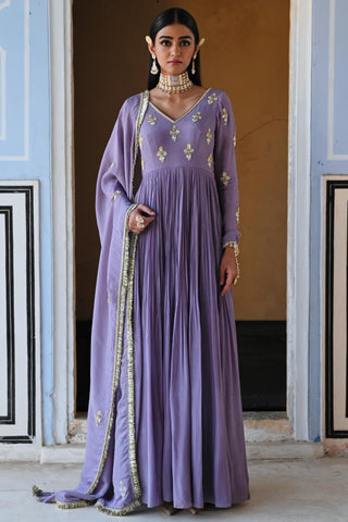 Purple rahi length anarkali with dupatta