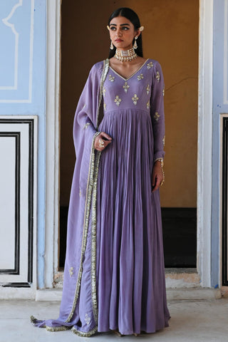 Purple rahi length anarkali with dupatta