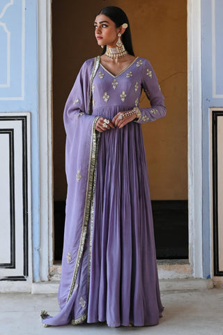 Purple rahi length anarkali with dupatta