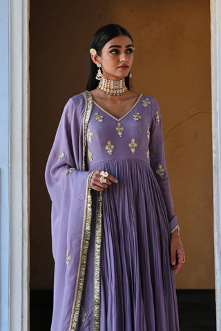 Purple rahi length anarkali with dupatta