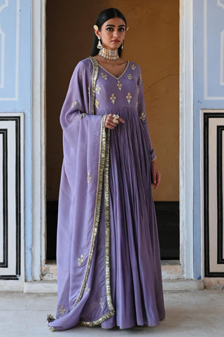 Purple rahi length anarkali with dupatta