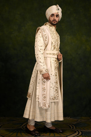 Sherwani Set for Indian Wedding - Ivory Dori Edit by Rachit Khanna
