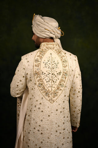 Sherwani Set for Indian Wedding - Ivory Dori Edit by Rachit Khanna