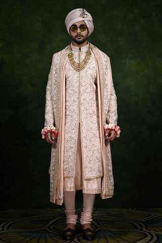 Sherwani Set for Indian Wedding - Pink Threadwork by Rachit Khanna