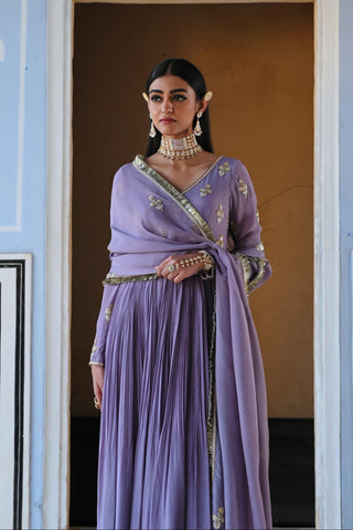 Purple rahi length anarkali with dupatta