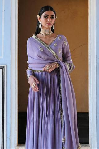 Purple rahi length anarkali with dupatta