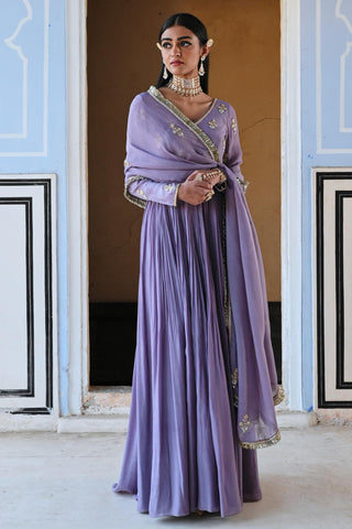 Purple rahi length anarkali with dupatta