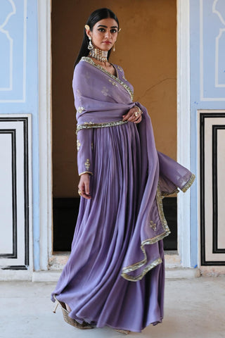 Purple rahi length anarkali with dupatta