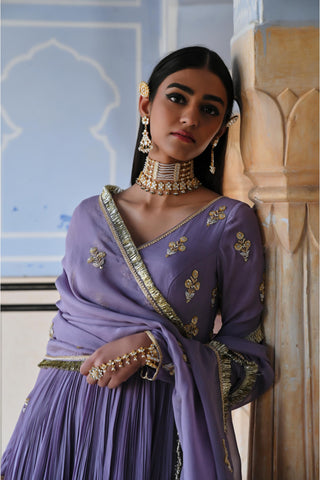 Purple rahi length anarkali with dupatta