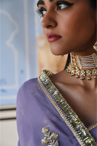 Purple rahi length anarkali with dupatta