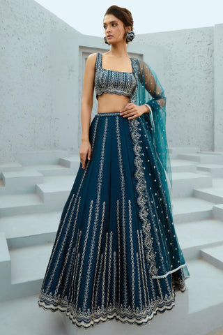 Lehenga Set Indian Wedding - Blue Risha by Chamee & Palak