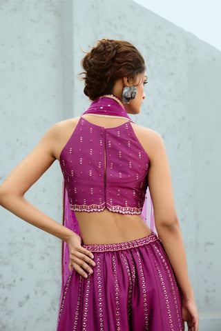 Pants Set Indian Wedding - Purple Carina Flared by Chamee & Palak
