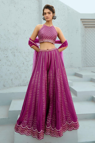 Pants Set Indian Wedding - Purple Carina Flared by Chamee & Palak