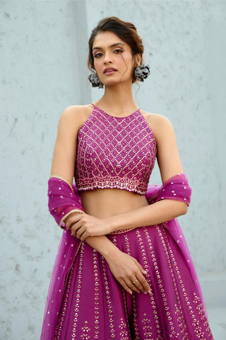 Pants Set Indian Wedding - Purple Carina Flared by Chamee & Palak