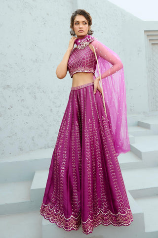 Pants Set Indian Wedding - Purple Carina Flared by Chamee & Palak