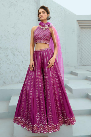 Pants Set Indian Wedding - Purple Carina Flared by Chamee & Palak