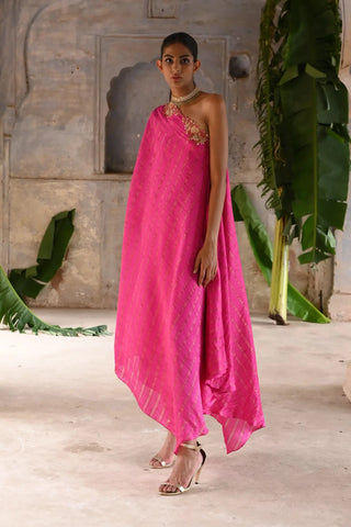 Pink one shoulder dress