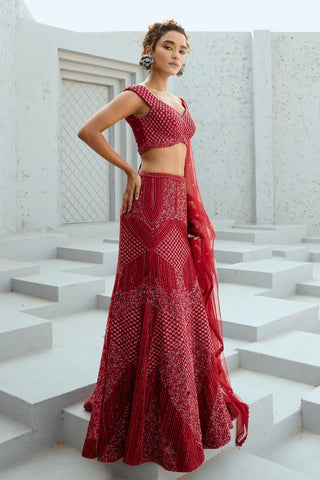 Skirt Set Indian Wedding - Red Gemini by Chamee & Palak
