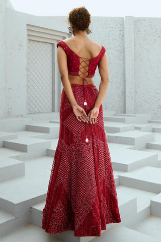 Skirt Set Indian Wedding - Red Gemini by Chamee & Palak