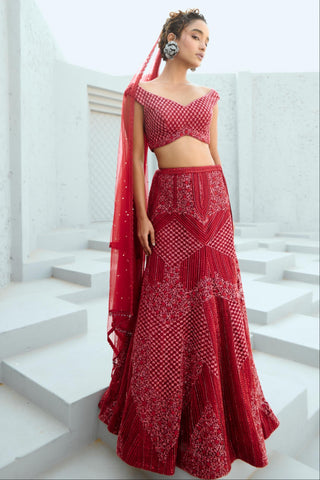 Skirt Set Indian Wedding - Red Gemini by Chamee & Palak