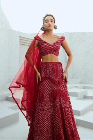 Skirt Set Indian Wedding - Red Gemini by Chamee & Palak