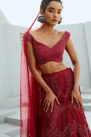 Skirt Set Indian Wedding - Red Gemini by Chamee & Palak