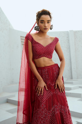 Skirt Set Indian Wedding - Red Gemini by Chamee & Palak