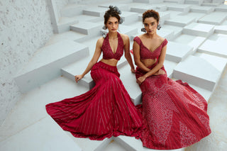Skirt Set Indian Wedding - Red Aura by Chamee & Palak