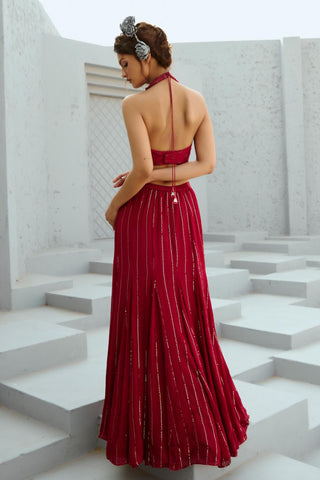 Skirt Set Indian Wedding - Red Aura by Chamee & Palak