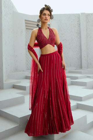 Skirt Set Indian Wedding - Red Aura by Chamee & Palak