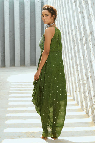 Dress Contemporary Wear - Green Stella Cowl by Chamee & Palak