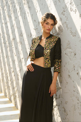 Jacket Set Indian Wedding - Black Parakeet by Chamee & Palak